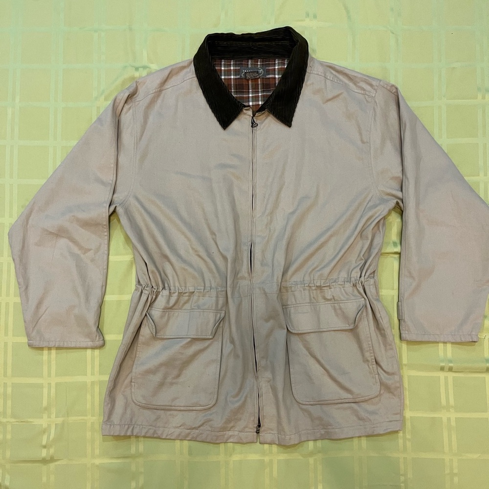 Vtg Trademark Sportswear 90s Field‎ Coat Men’s 2XL Corduroy Collar Plaid Lining